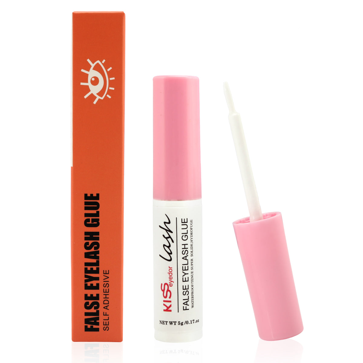 1 piece super strong false eyelash adhesive, waterproof long-lasting strip eyelash adhesive, natural and firm appearance, no allergies and latex, with brush head for personal false eyelash use (transparent) 0.17 OZ /5g -white glue