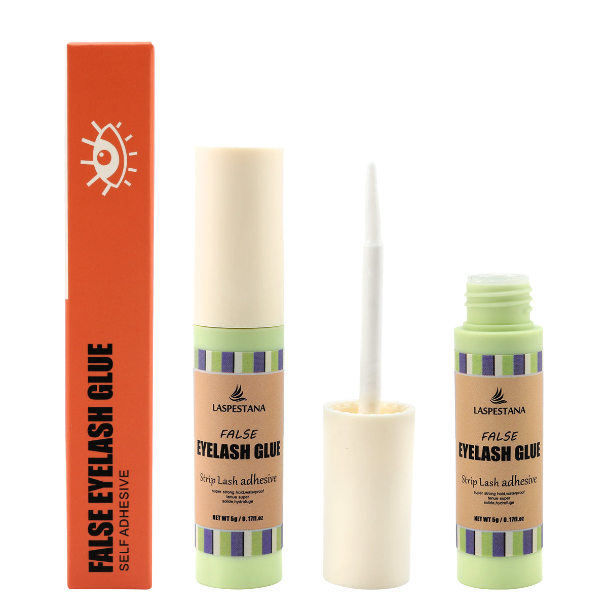 1 bottle Eyelash Adhesive Glue - Super Strong Hold for Up to 3 Days | Waterproof, Allergy-Free, and Odorless | Brush-On False Lash Extension Glue with All-in-One Formula | No Irritation or Itching 0.17 OZ /5g -white glue