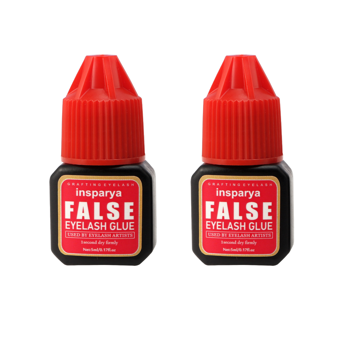 Insparya False Eyelash Glue，5ml/0.5Oz， Black false eyelash adhesive, high-quality formula, strong adhesion, waterproof, oil resistant, suitable for eyelash stylists to use (not for personal use)