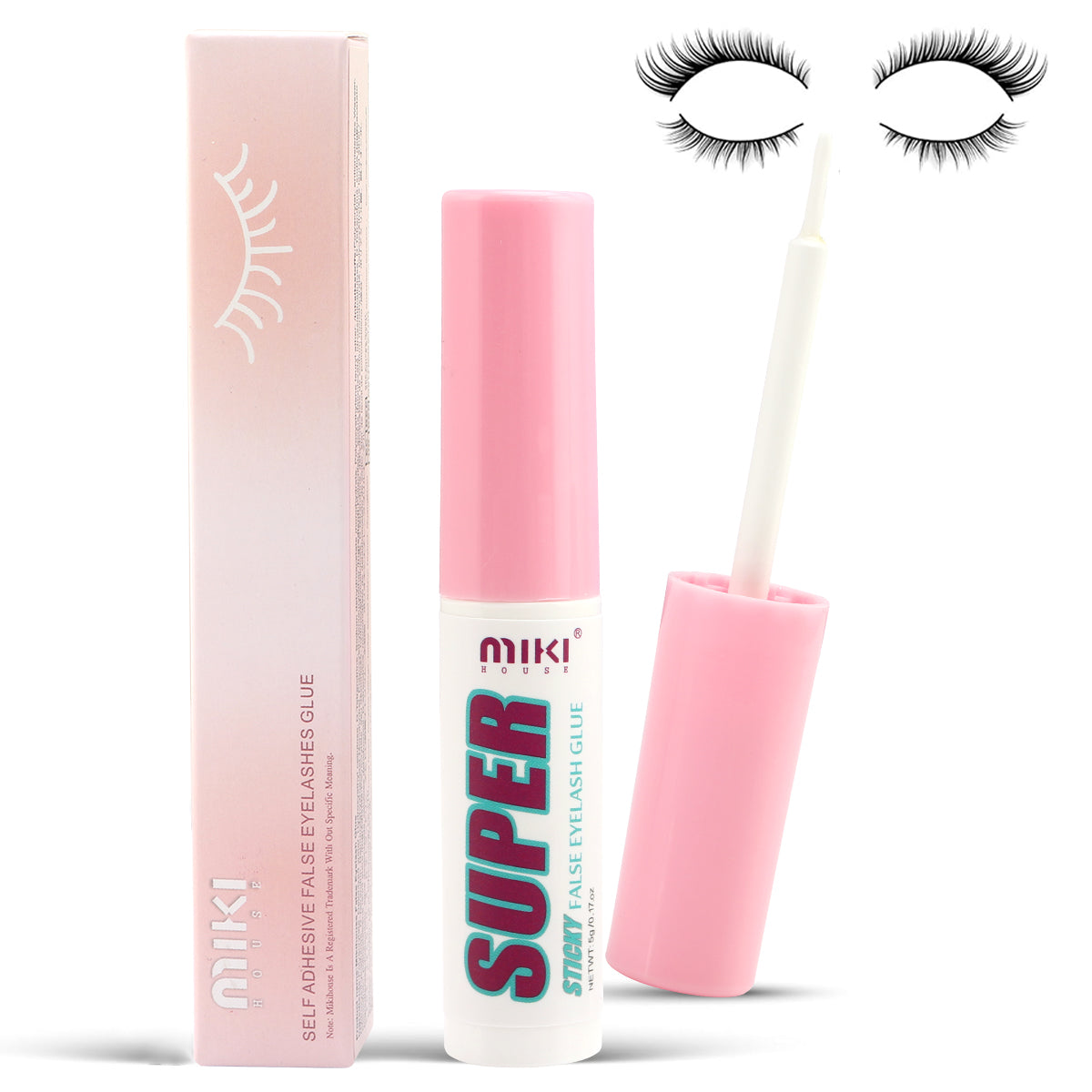 1 bottle Super Strong Waterproof Eyelash Glue - Long Lasting, Natural & Secure, Hypoallergenic & Latex-Free, with Brush for Personal Use (White) 5g/0.17 OZ