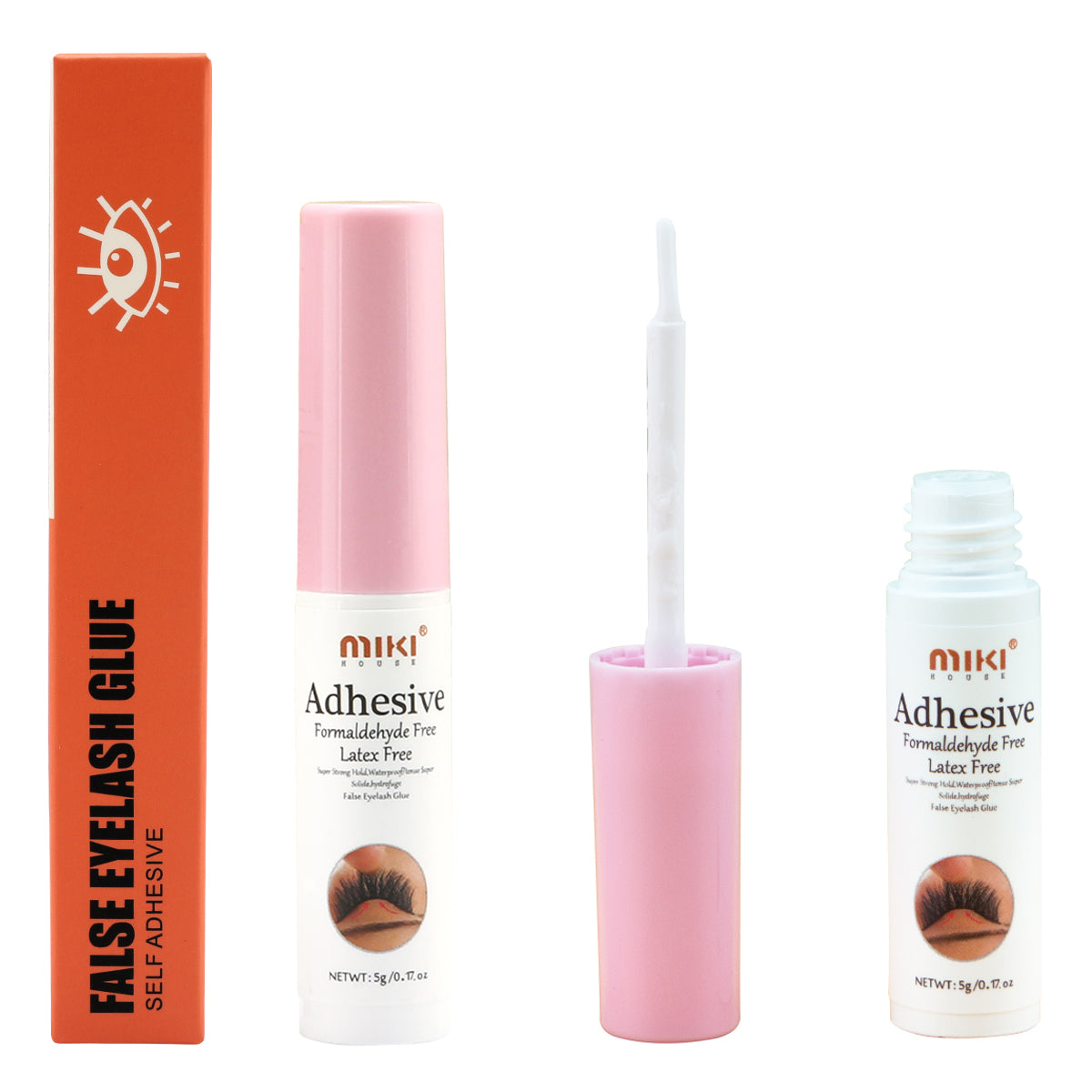 1 bottle Eyelash Adhesive Glue - Super Strong Hold for Up to 3 Days | Waterproof, Brush-On False Lash Extension Glue with All-in-One Formula | No Irritation or Itching (Black glue) 0.17 OZ /5g