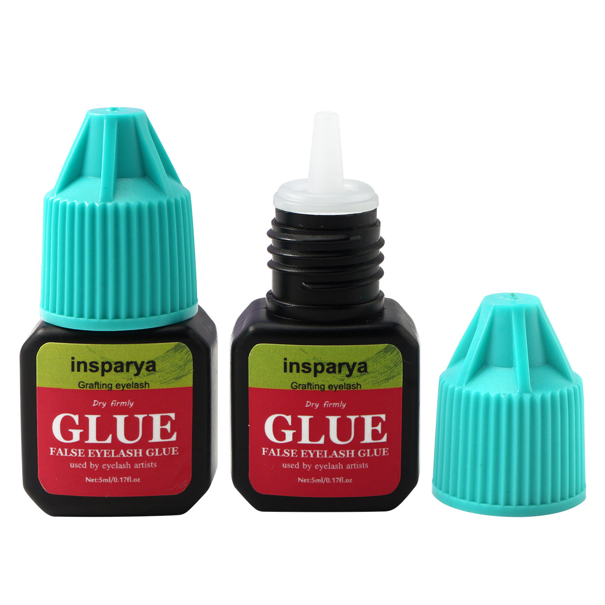 Insparya False Eyelash Glue，5ml/0.5Oz， Black false eyelash adhesive, high-quality formula, strong adhesion, waterproof, oil resistant, suitable for eyelash stylists to use (not for personal use)