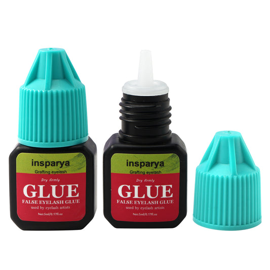 Insparya False Eyelash Glue，5ml/0.5Oz， Black false eyelash adhesive, high-quality formula, strong adhesion, waterproof, oil resistant, suitable for eyelash stylists to use (not for personal use)